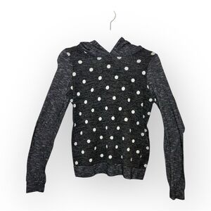 Kaileigh Gray Polka Dot Hooded Lightweight Sweatshirt Preppy Cozy Casual Small